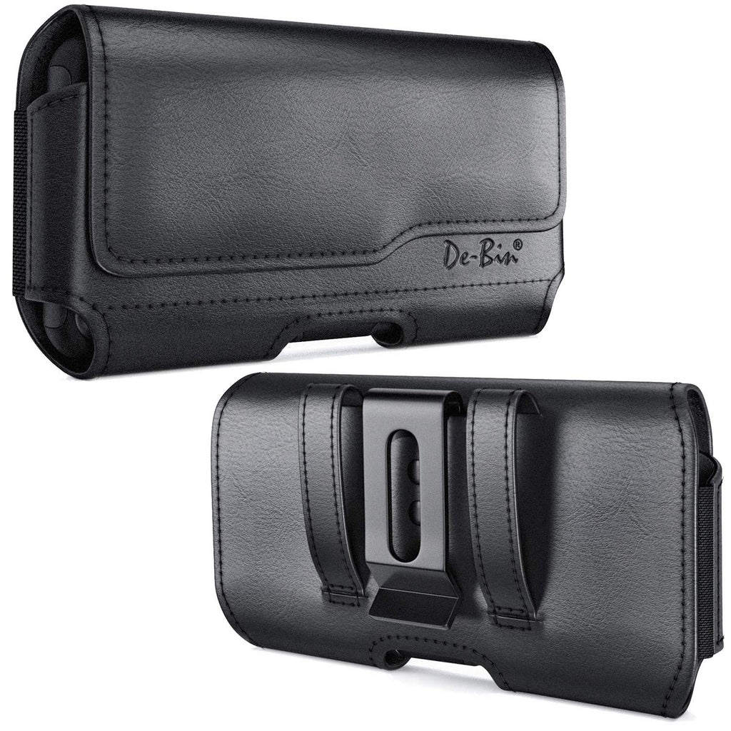  [AUSTRALIA] - De-Bin Holster Designed for iPhone 13 Pro, 13, 12 Pro, 12, 11, XR Holster, Leather Belt Holster Case with Belt Clip and Loops Cell Phone Holder Pouch Fits Apple Cellphone with Other Case Cover Black