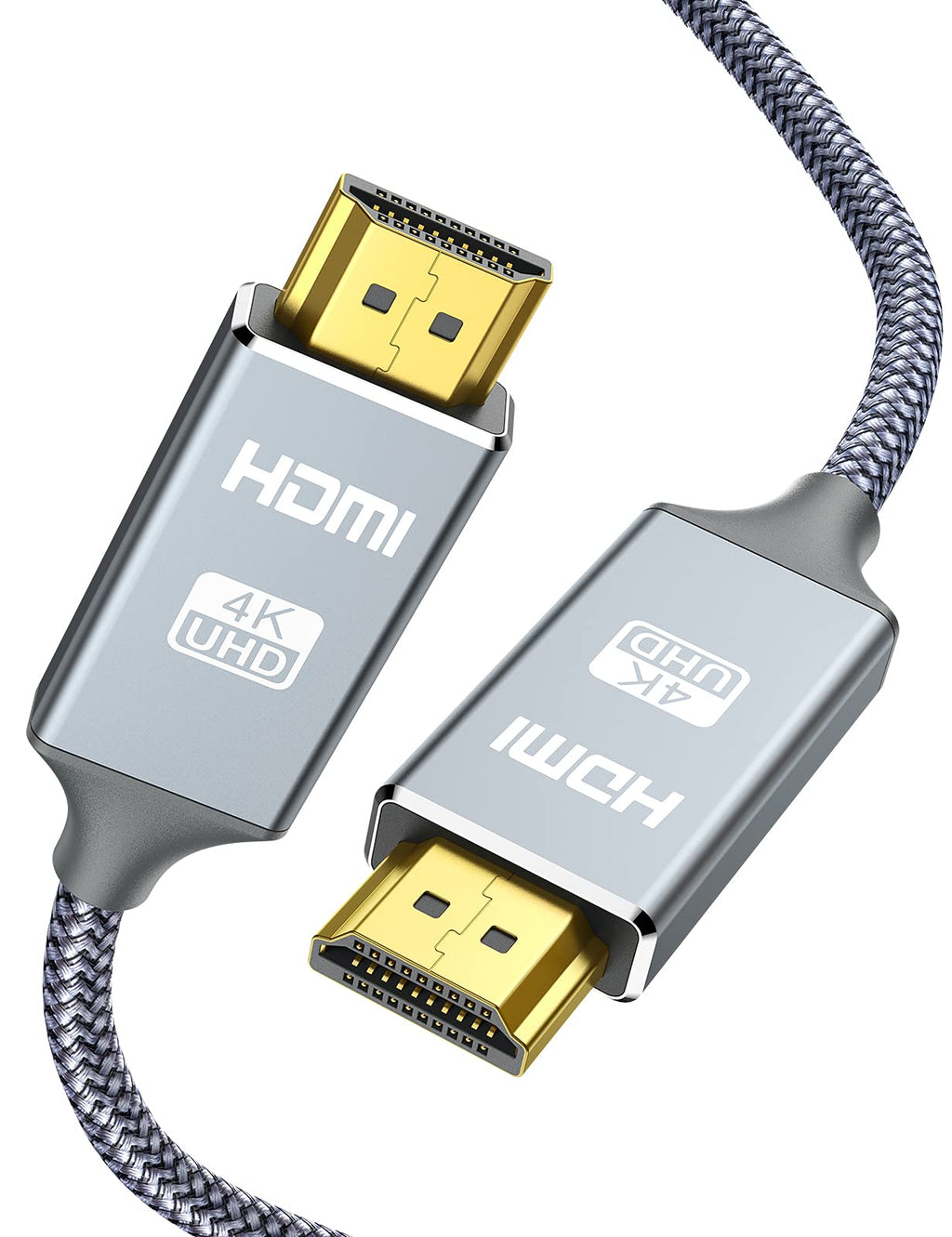 HDMI Cable 3FT - Braided Cord - 4K HDMI 2.0 Ready - High Speed - Gold Plated Connectors - Ethernet/Audio Return Channel - Video 4K UHD 2160p, HD 1080p, 3D - Compatible UHD TV, Blu-ray, PS4/3, Monitor 3.3 feet Grey - LeoForward Australia