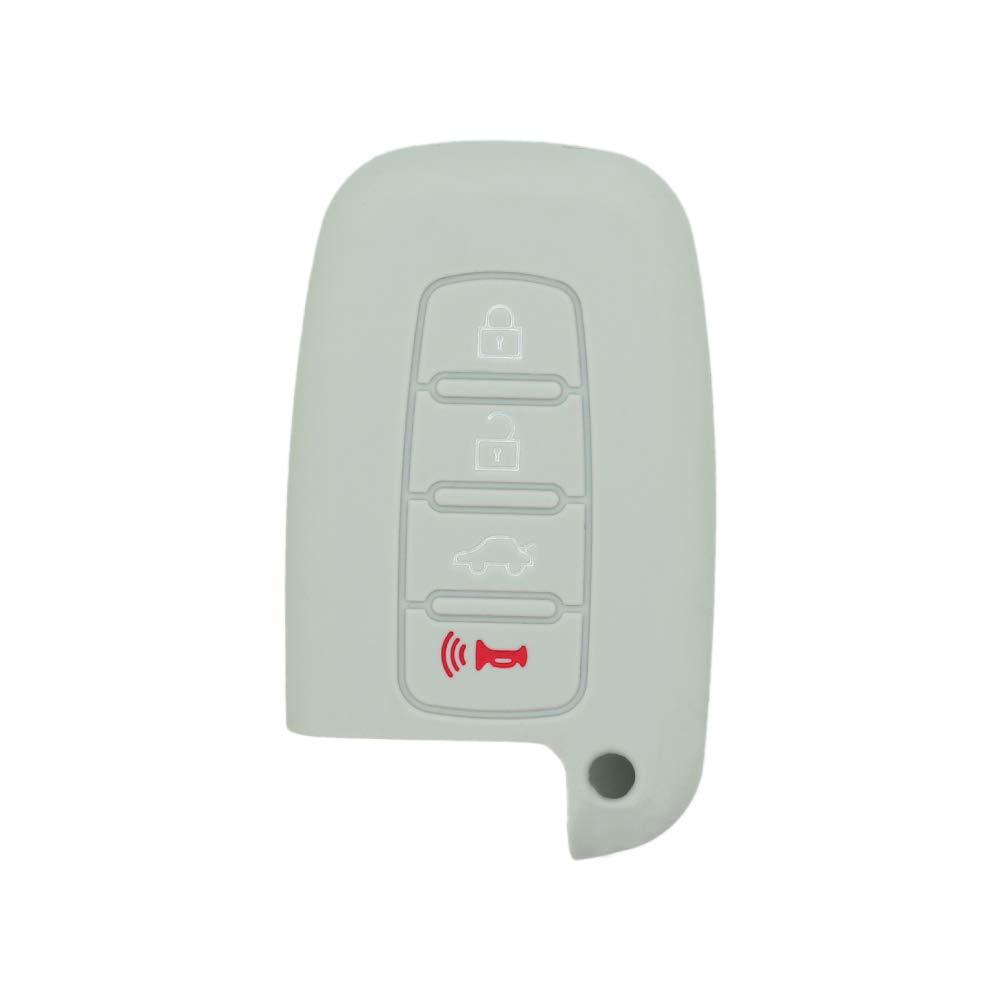  [AUSTRALIA] - SEGADEN Silicone Cover Protector Case Skin Jacket fit for HYUNDAI KIA 4 Button Smart Remote Key Fob CV9104 Gray