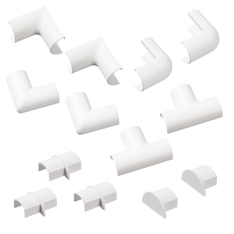  [AUSTRALIA] - D-Line Small Cable Raceway Accessory Multipack, 13-Piece Pack, Join 0.78" (W) x 0.39" (H) Cord Cover Lengths - White Small Accessories