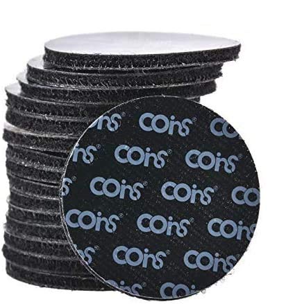  [AUSTRALIA] - coins Brand - 16 Pack 5cm Hook and Loop Tape Round Superior Holding Power on Smooth Surfaces, Black