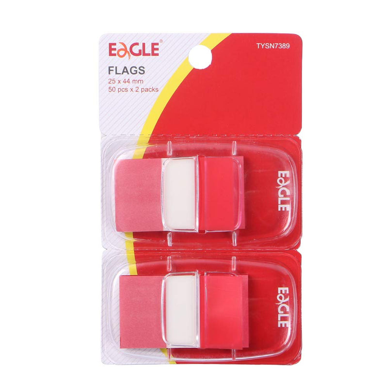  [AUSTRALIA] - Eagle Page Markers, Flags with on-the-go Dispenser, PET Material, 1×1.7-Inches, 50 pcs per Dispenser, 2 Dispenser per Pack, Total 100 pcs (Red) Red