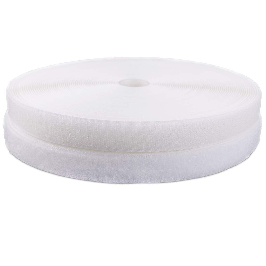  [AUSTRALIA] - 3/4'' Width x 10Meters Length White Sew On Hook and Loop Tape Fastening Nylon Fabric Tape (White, 3/4 Inch x 10 Meters)