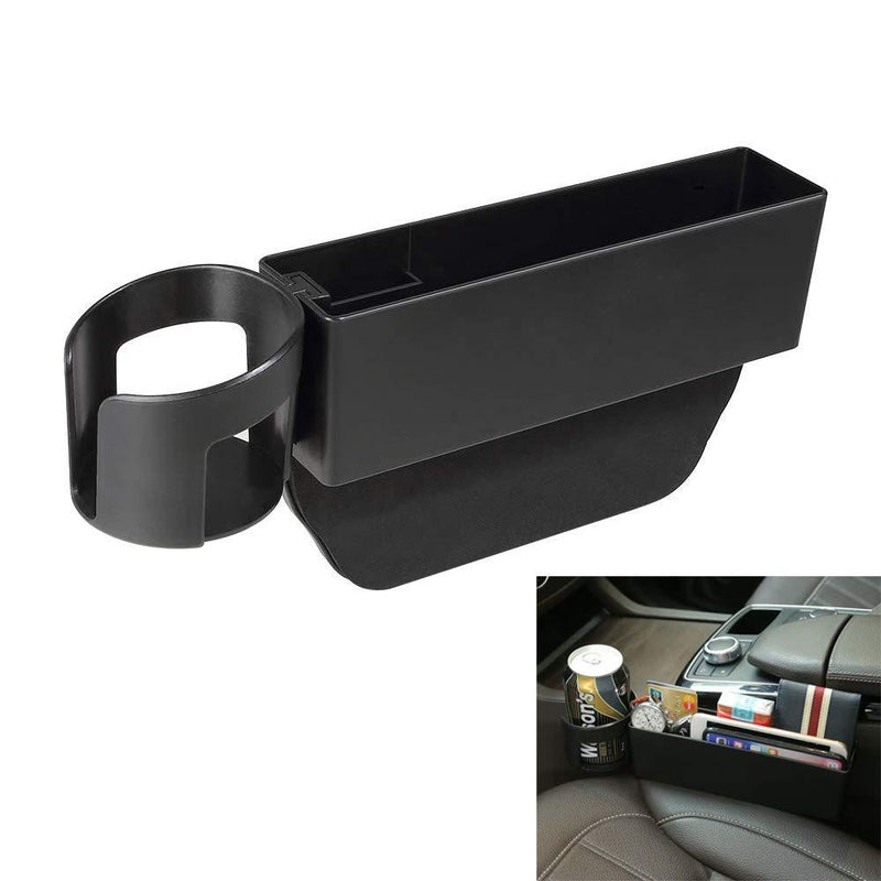  [AUSTRALIA] - AUCD Car Seat Gap Filler, Console Side Pocket with Detachable Cup Holder Car Seat Catcher Car Organizer for Car Interior Accessories, Black Black with cup holder