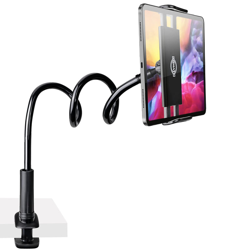  [AUSTRALIA] - Gooseneck Tablet Phone Holder, SRMATE Tablet Stand with Flexible Long Arm Clamp Clip Mount for iPhone, iPad, Switch, Samsung Galaxy Tabs, Kindle Fire for Bed Desk, 30 in (Black) Black