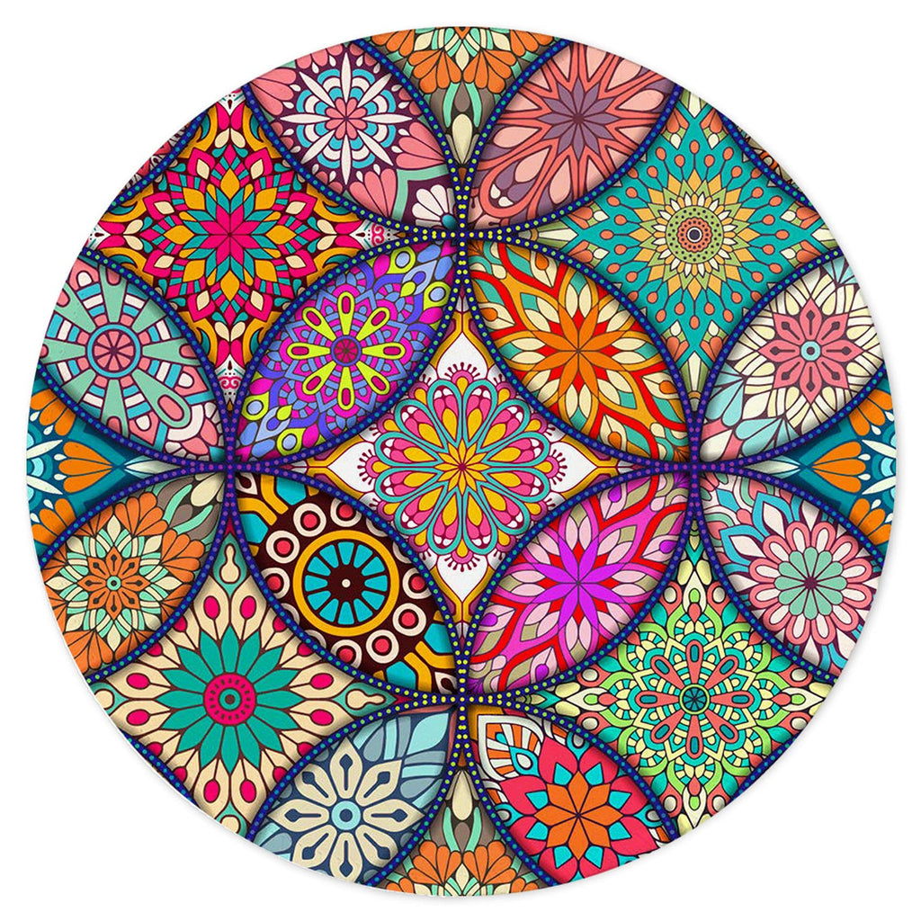 Portable Non Slip Rubber Mouse Pad Beautiful Pattern Desktop 7.9in X7.9in Small Size Computer PC Round Mouse Mat (Colorful Mandala-N) Colorful Mandala-N - LeoForward Australia