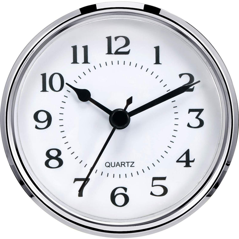  [AUSTRALIA] - Hicarer 3-1/2 Inch (90 mm) Quartz Clock Fit-Up/Insert with Arabic Numeral, Quartz Movement (Silver Rim) Silver Rim