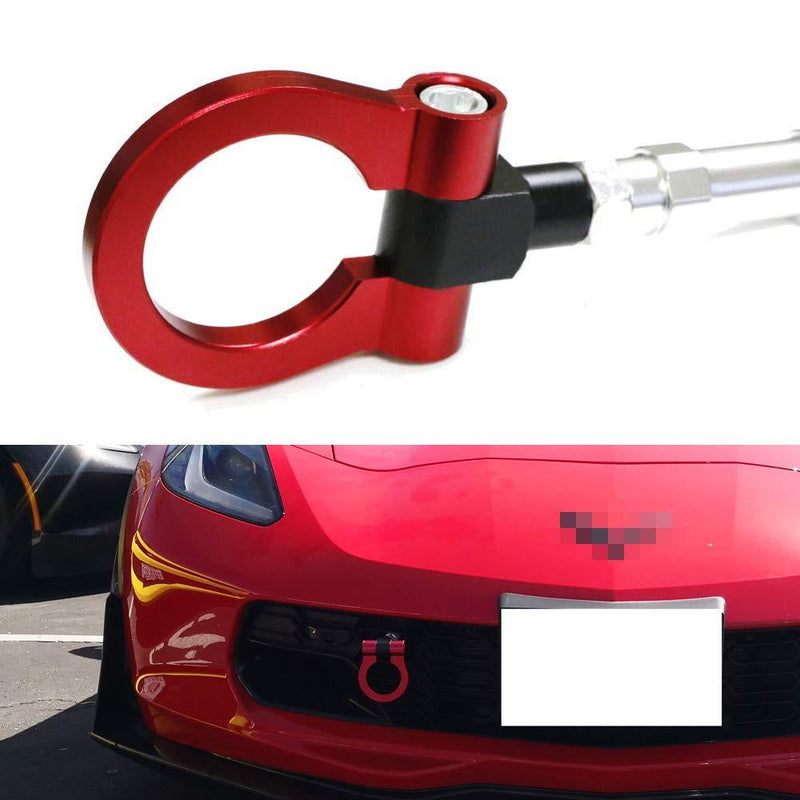  [AUSTRALIA] - iJDMTOY Red Track Racing Style Front Bumper Tow Hook Ring Compatible With 2014-2019 Chevrolet Corvette Z06 ZR1 Z51, Made of Light Weight CNC Aluminum