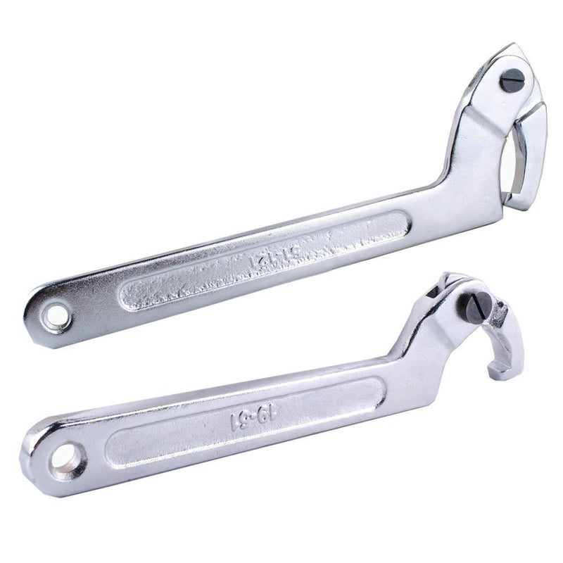  [AUSTRALIA] - Wadoy Adjustable C Spanner Hook Wrench Chrome Vanadium 3/4-2"(19-51Mm)+2-4 3/4"(51-121Mm) Spanner Set-Used to Tighten Side Slot Nuts on Collars, Lock Nuts and Bearings