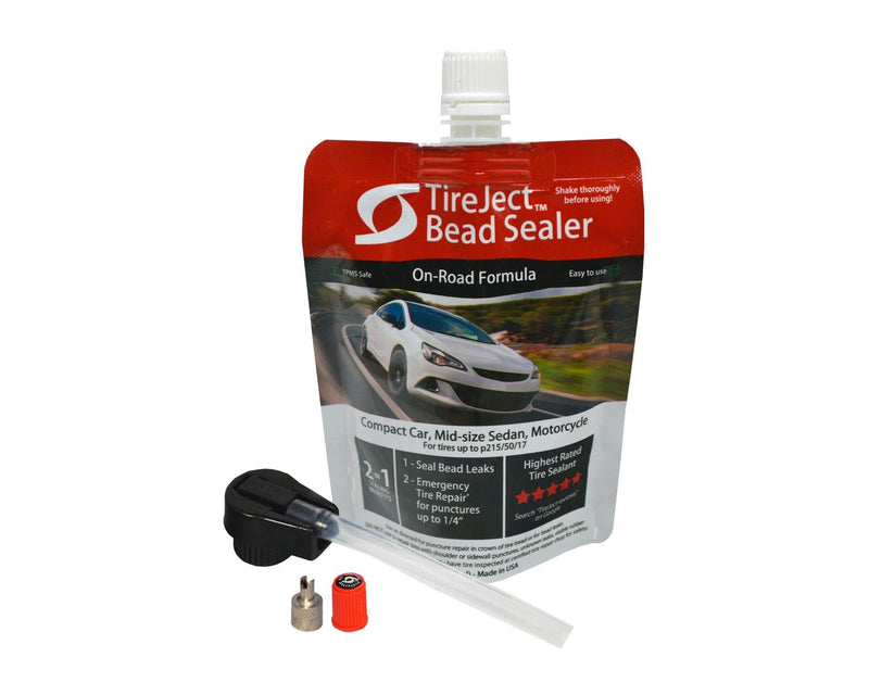 TireJect On-Road Automotive Tire Sealant Single Tire Repair Kit for Bead Leaks and Punctures (Compact Car, Mid-Size Sedan, Motorcycle) Compact Car, Mid-size Sedan, Motorcycle - LeoForward Australia