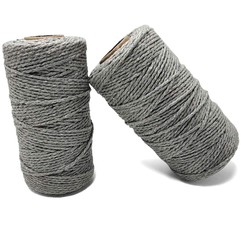  [AUSTRALIA] - Yzsfirm 2 Roll 2mm Cotton Twine Rope,656 Feet Gray Bakers Twine String for DIY Crafts and Gift Wrapping 13 Gray 2mm(2 Pcs)