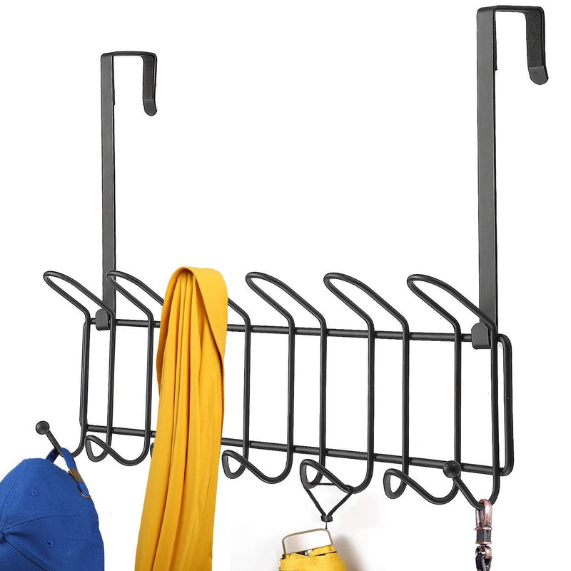 Minggoo Coat Rack Wall Mounted Hook Rack Over The Door Hook Organizer 13 Hooks, Heavy-Duty Iron Wire Black - LeoForward Australia