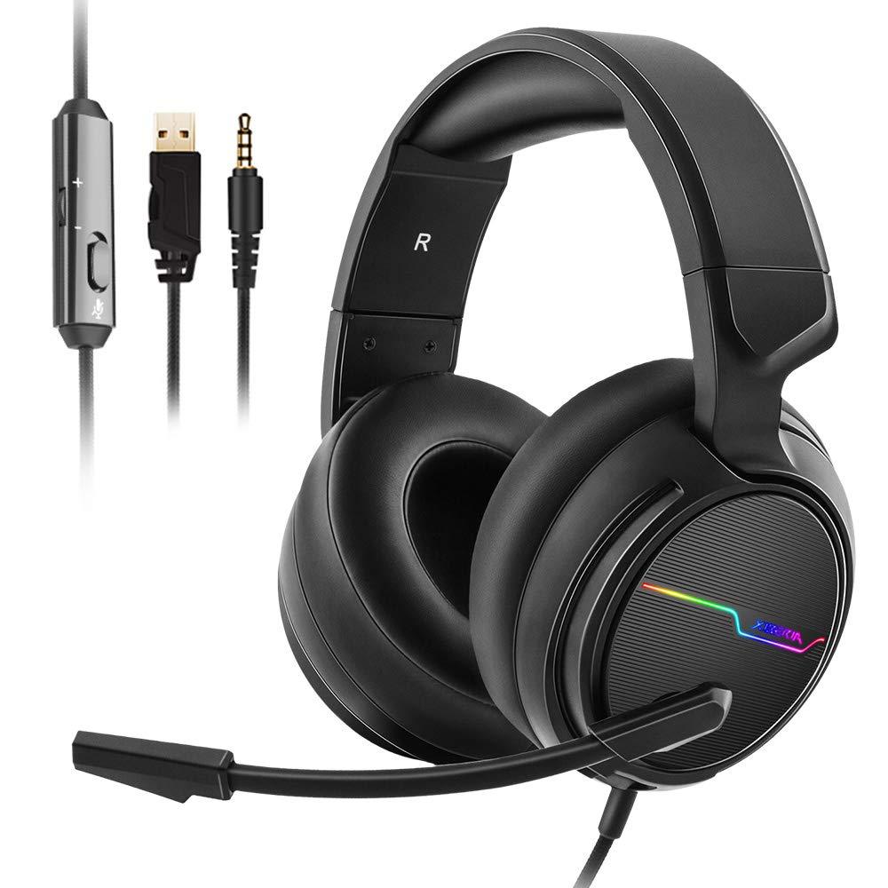 Jeecoo Xiberia Stereo Gaming Headset for PS4 PS5 Xbox One S- Over Ear Headphones with Noise Cancelling Microphone - LED Light Soft Earmuffs for PC Laptops Mobiles - LeoForward Australia