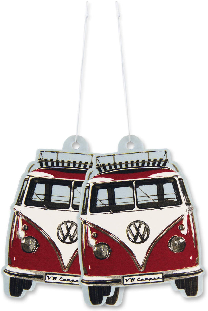 BRISA VW Collection - Volkswagen Scented Car Air Freshener Fragrance Deodorizer for Car/Auto or Home with Volkswagen Samba Bus T1 Camper Van Front Design (Vanilla/Red/2-pc Set) - LeoForward Australia