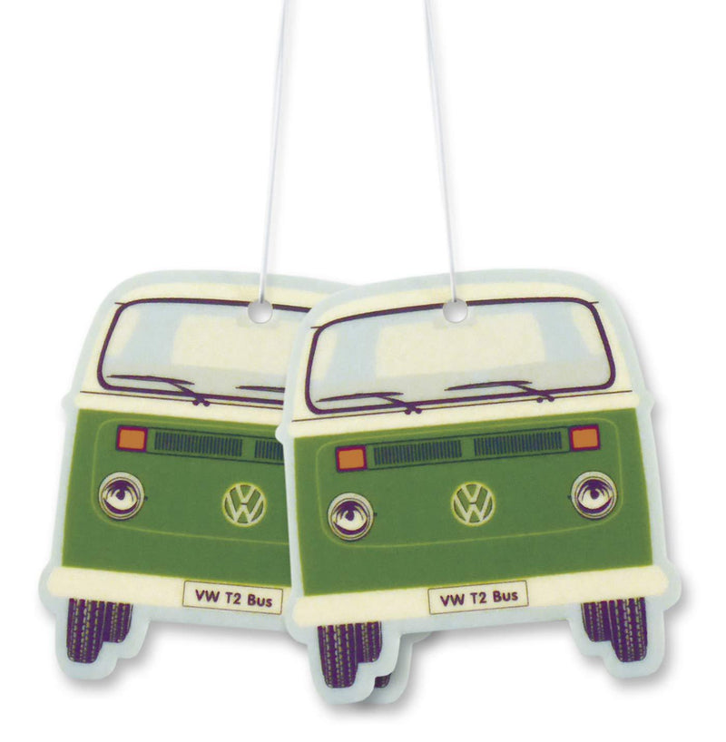 BRISA VW Collection - Volkswagen Scented Car Air Freshener Fragrance Deodorizer for Car/Auto or Home with Volkswagen Samba Bus T2 Camper Van Front Design (Green Tea/Green/2-pc Set) - LeoForward Australia