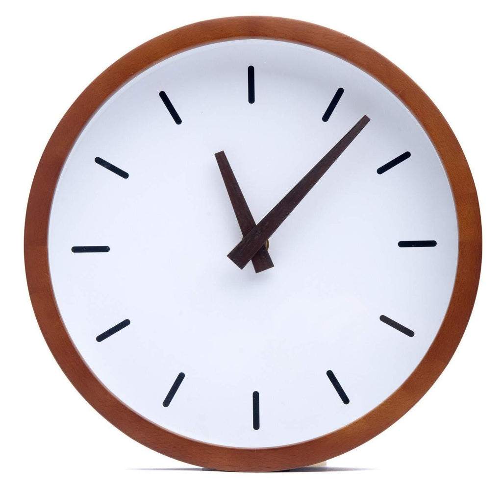 Driini Modern Mid Century Wood Analog Wall Clock (9") - Battery Operated with Silent Sweep Movement - Small Decorative Wooden Clocks for Bedrooms, Bathroom, Kitchen, Living Room, or Office 9" - LeoForward Australia