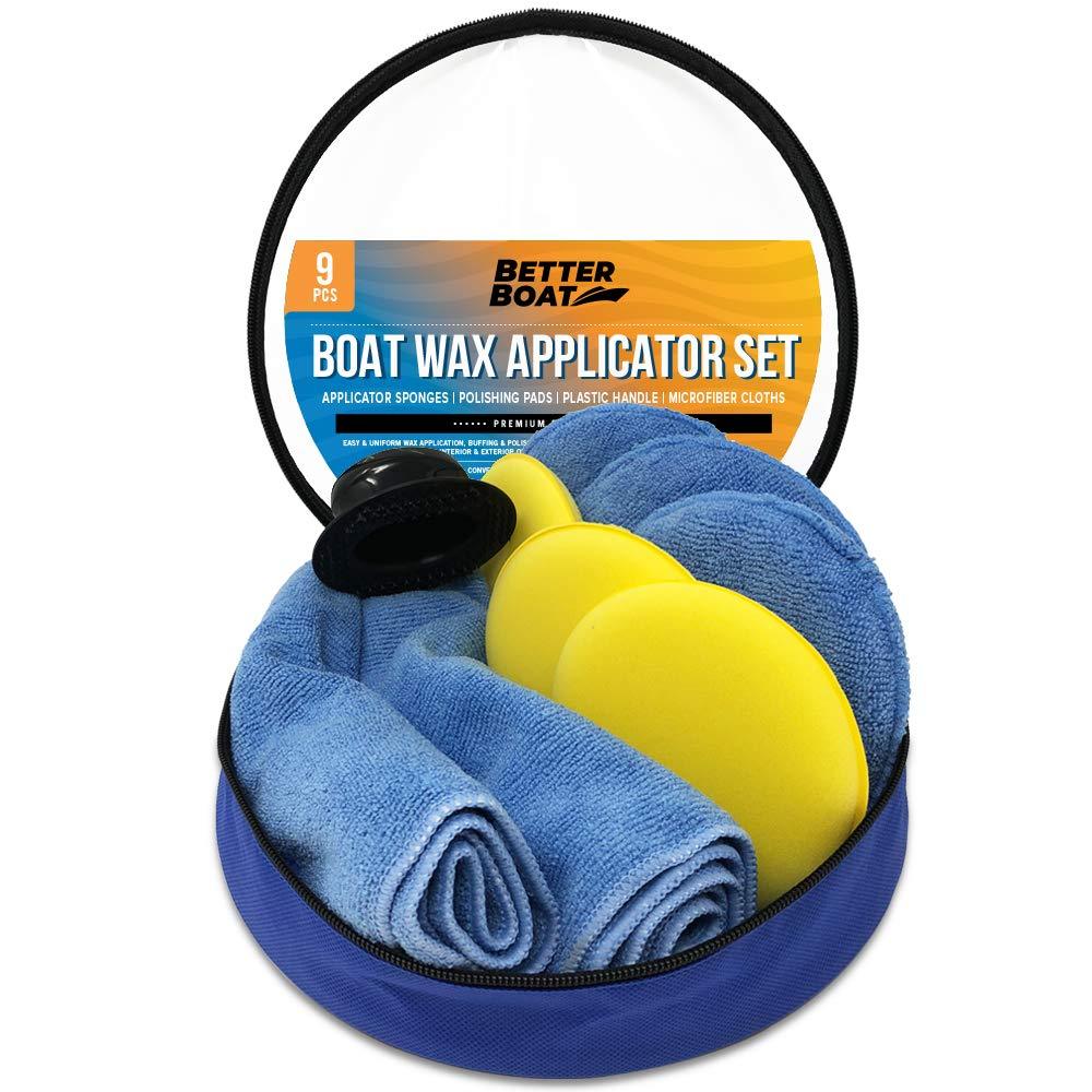  [AUSTRALIA] - Better Boat Microfiber Wax Applicator Pad Foam Applicator Pads Sponges Cloth and Handle Waxing Set Detailing Polishing for Boats Cars and More