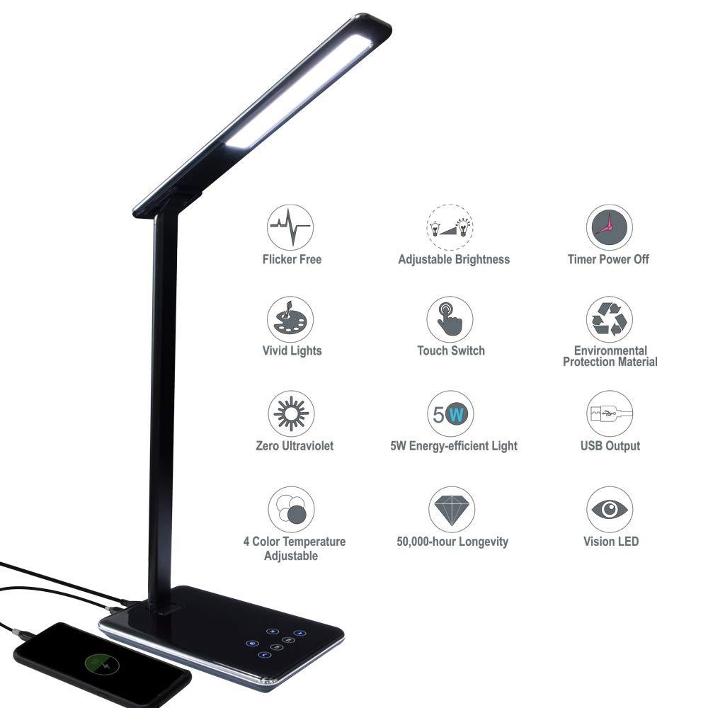 Kingwin Desk Lamp LED For Bedrooms With USB Phone Charging Desk Or Office Table Lamp For Dorm Room Essentials, Desk Accessories, Office Desk, College Dorm Room Accessories - LeoForward Australia