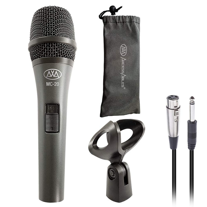  [AUSTRALIA] - AxcessAbles MC-20 Professional Dynamic Cardioid Vocal Wired Microphone, Metal Chassis Handheld Mic with 10-ft XLR to ¼” TS Cable for Live Performances/Conferences/Lectures/Places of Worship/Karaoke