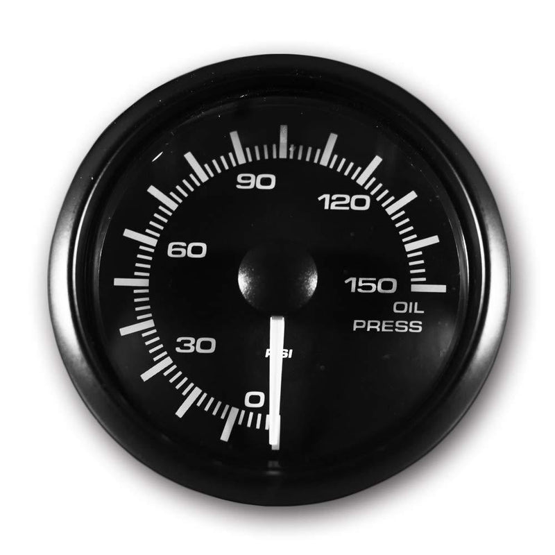  [AUSTRALIA] - MOTOR METER RACING Electronic Oil Pressure Gauge PSI 2" LED Backlit White Amber Waterproof Pin-Style Install Black Dial Black Bezel