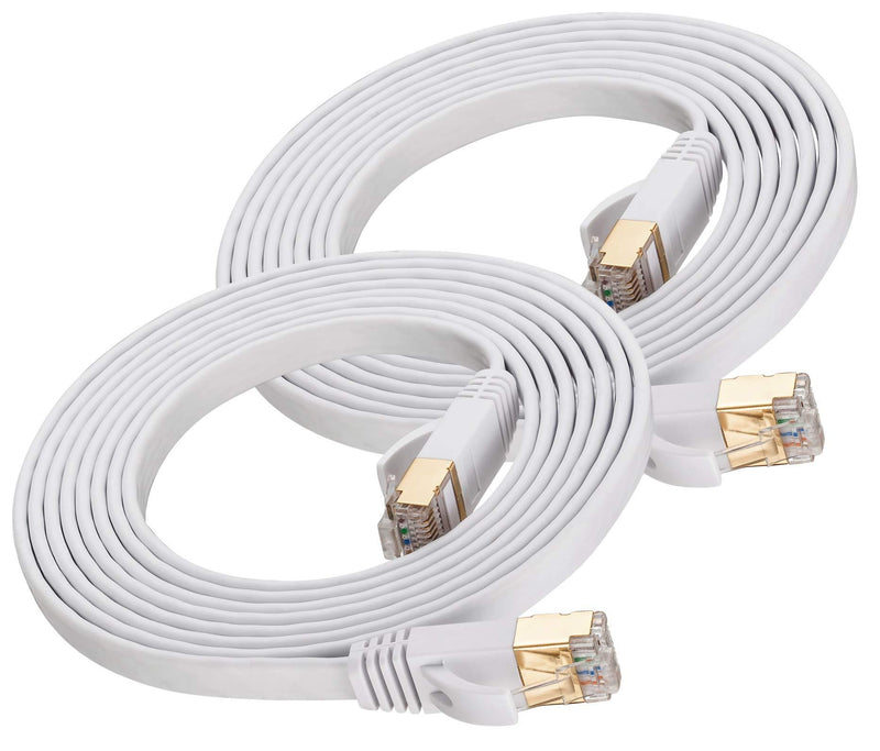  [AUSTRALIA] - Cat 7 Shielded Ethernet Cable 6 ft 2 Pack (Highest Speed Cable),Ruaeoda Cat7 Flat Ethernet Patch Cables - Internet Cable for Modem, Router, LAN, Computer - Compatible with Cat 6，Cat7 Cat 5 5e Network 6ft 2pack