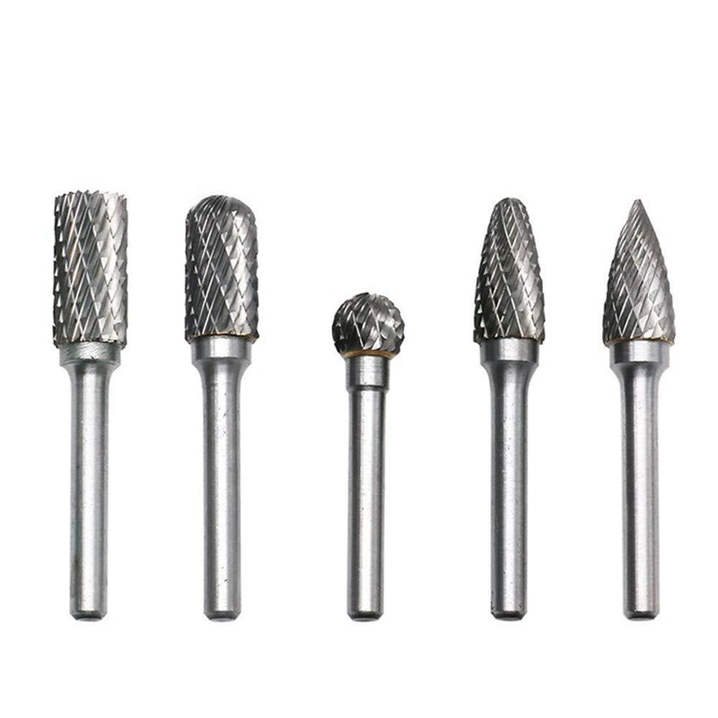 Carbide Burrs KangTeer 1/4" Shank Double Cut Tungsten Carbide Rotary File Cutting Burs Tool Rotary Drill Die Grinder Bits (5pcs(1/4,10mm)) 5pcs(1/4,10mm) - LeoForward Australia