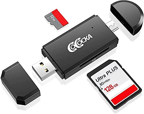 COCOCKA Type C/Micro USB SD Card Reader, Memory Card Reader for Micro SD, Micro SDHC Card, Micro SDXC, SDXC, SDHC, SD, MMC, RS- MMC, TF and UHS-I Cards (Black) - LeoForward Australia