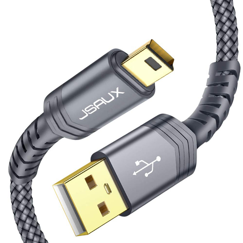  [AUSTRALIA] - Mini USB Cable[2-Pack 3.3ft+6.6ft], JSAUX USB 2.0 A to Mini B Cable Charging Cord Compatible with Ti-84 Plus CE Graphing Calculators, PS3 Controller, GoPro, Digital Camera, GPS Receiver, Dash Cam Grey