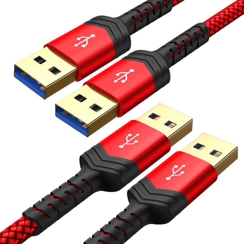 USB to USB Cable, JSAUX USB 3.0 A to A Male Cable 2 Pack(3.3ft+6.6ft) USB Male to Male Cable Double End USB Cord Compatible for Hard Drive Enclosures, DVD Player, Laptop Cooler and More (Red) Red - LeoForward Australia