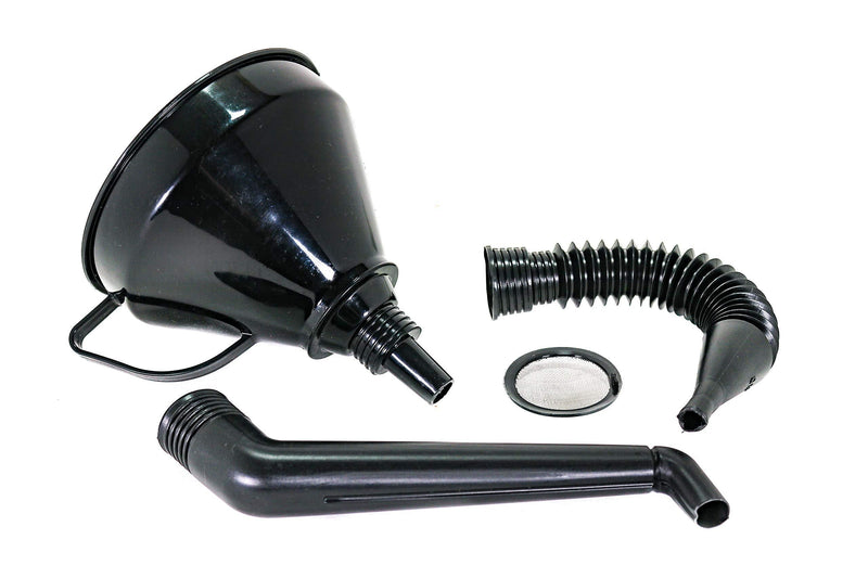  [AUSTRALIA] - ValesaVales Right Angle Flexible Plastic Funnel Set Comes Complete with 2 Detachable Spout Attachments and Filter for Automotive Oil and Household Uses