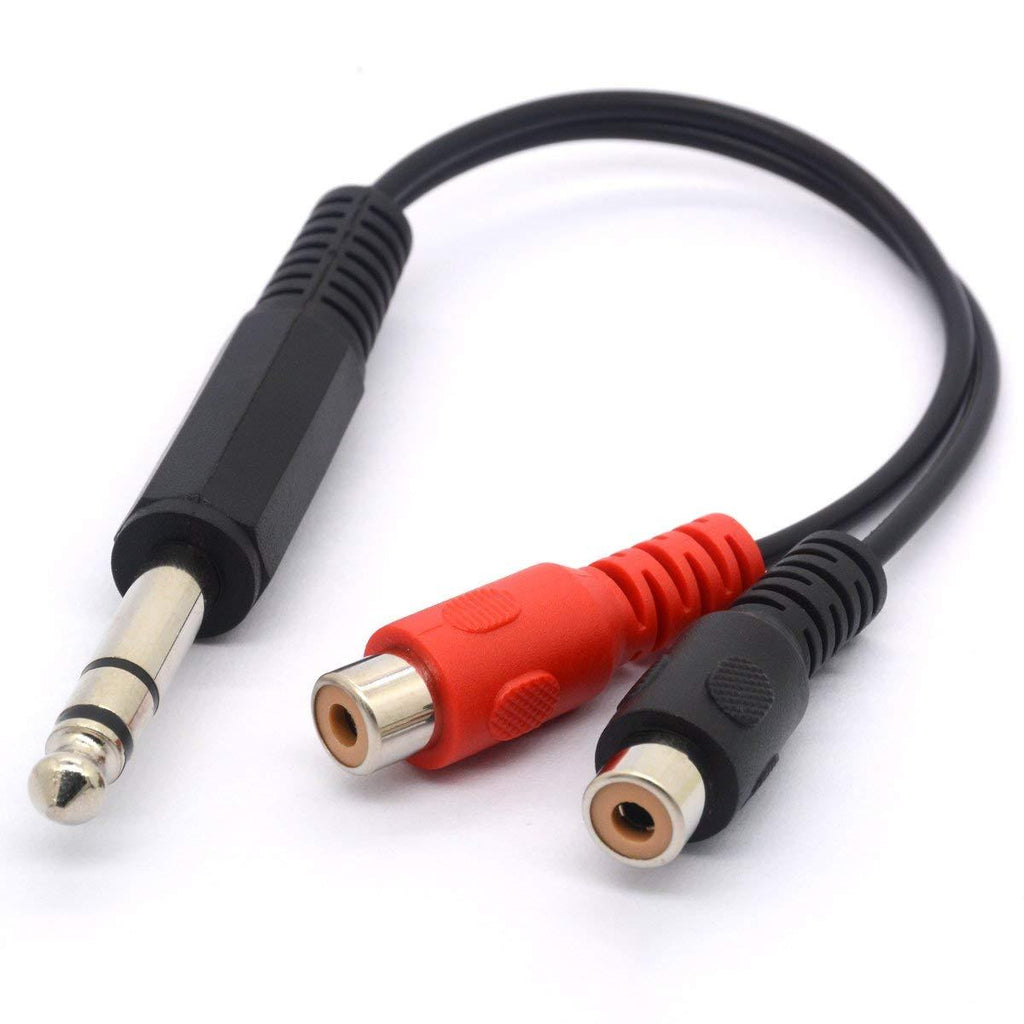 6.35 to RCA Splitter Cable, 6.35mm 1/4 inch TRS Stereo Jack Male to 2 RCA Phono Female Plug Adapter Cord 20cm/8inch - LeoForward Australia
