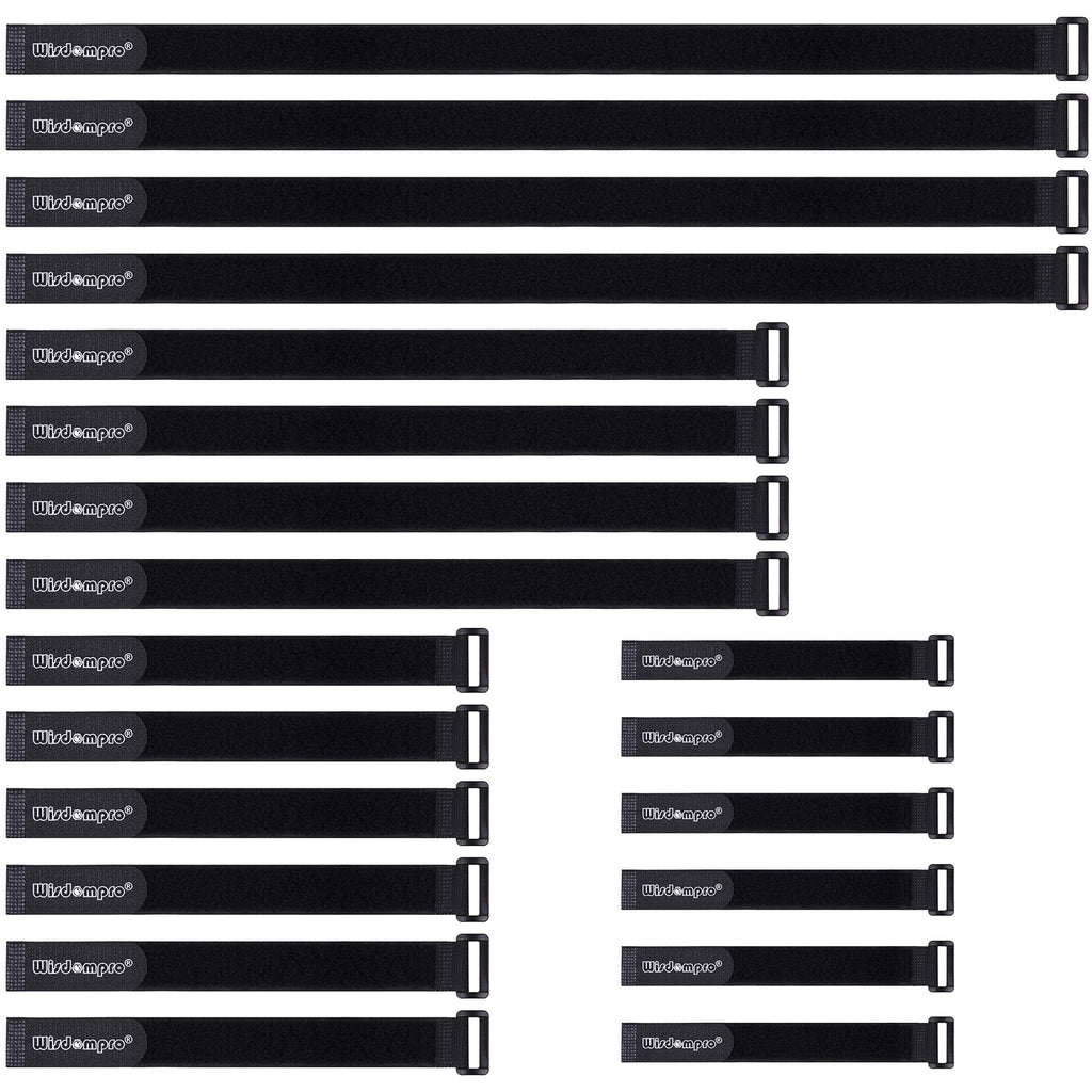  [AUSTRALIA] - 20 Pack (8 12 18 24 Inches) Hook and Loop Reusable Fastening Cable Tie Down Straps by Wisdompro - Reusable, Durable Functional Ties to Keep Your Home, Office, Workspace from Tangled Messes of Cords Mixed Size, 20 Pack