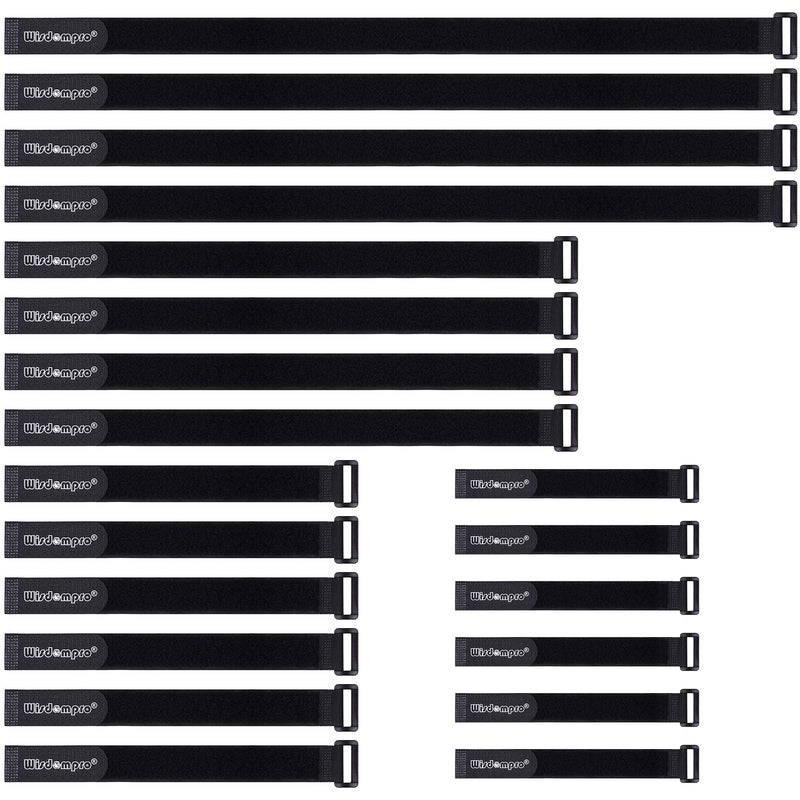  [AUSTRALIA] - 20 Pack (8 12 18 24 Inches) Hook and Loop Reusable Fastening Cable Tie Down Straps by Wisdompro - Reusable, Durable Functional Ties to Keep Your Home, Office, Workspace from Tangled Messes of Cords Mixed Size, 20 Pack