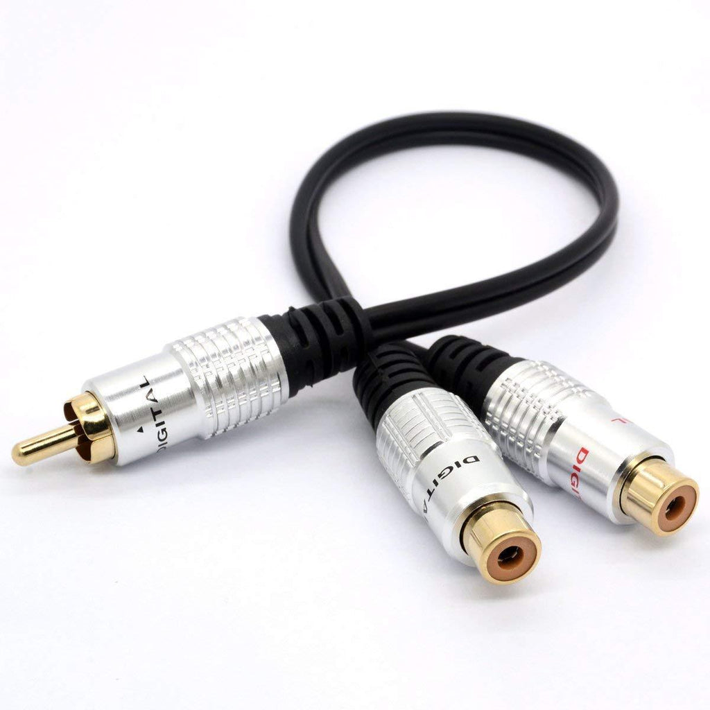 RCA Splitter Cable 1 RCA Mono Male to 2 RCA Phono Female Y Adapter Cord, 0.3 Metre (RCA Male to 2 Female) - LeoForward Australia