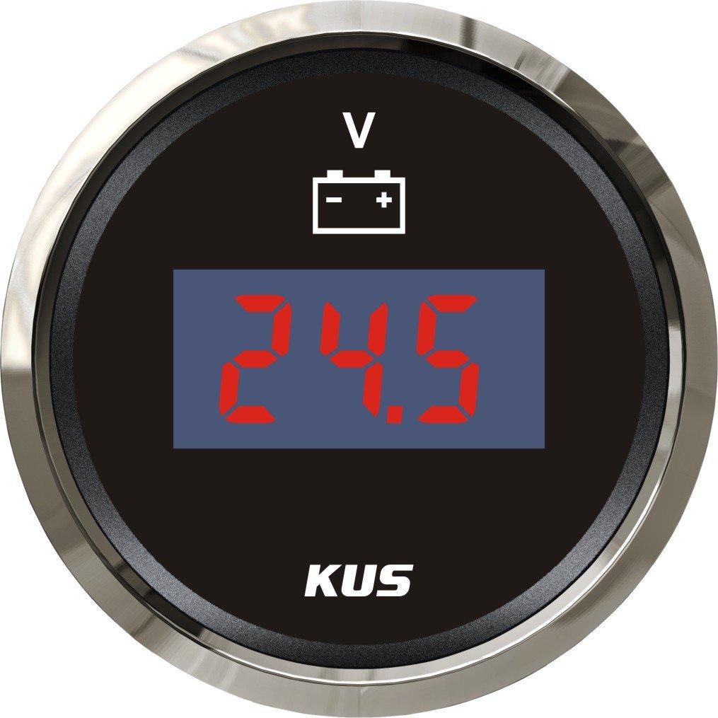  [AUSTRALIA] - KUS DN52mm Black Digital Voltmeter Voltage Gauge 9-32V PN: KY23000 (Black)