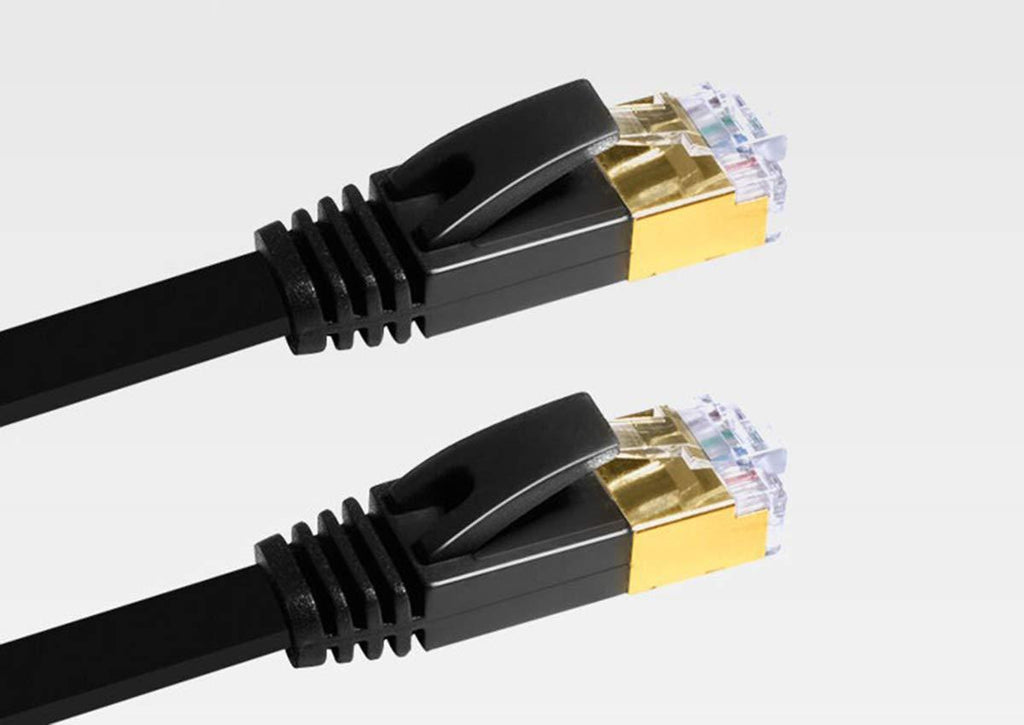 Cat 7 High Speed 10GB Shielded STP LAN WAN Network Flat Ethernet Cable - Indoor Outdoor Networking Patch Cable with Clips for Modem, Router, LAN,WAN, Computer (50 FT/15M) 50FT/15M - LeoForward Australia