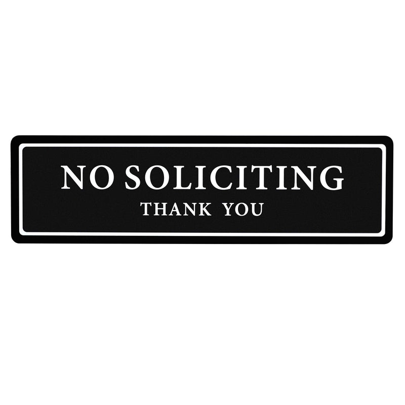 [AUSTRALIA] - Premium No Soliciting Thank You Sign for House / Office, Self Adhesive Modern Design Door Sign 2.35" x 8.25"Home Decor Accessories Door Or Wall, White Big Letters on Black Plate (1 Pack) 1 Pack