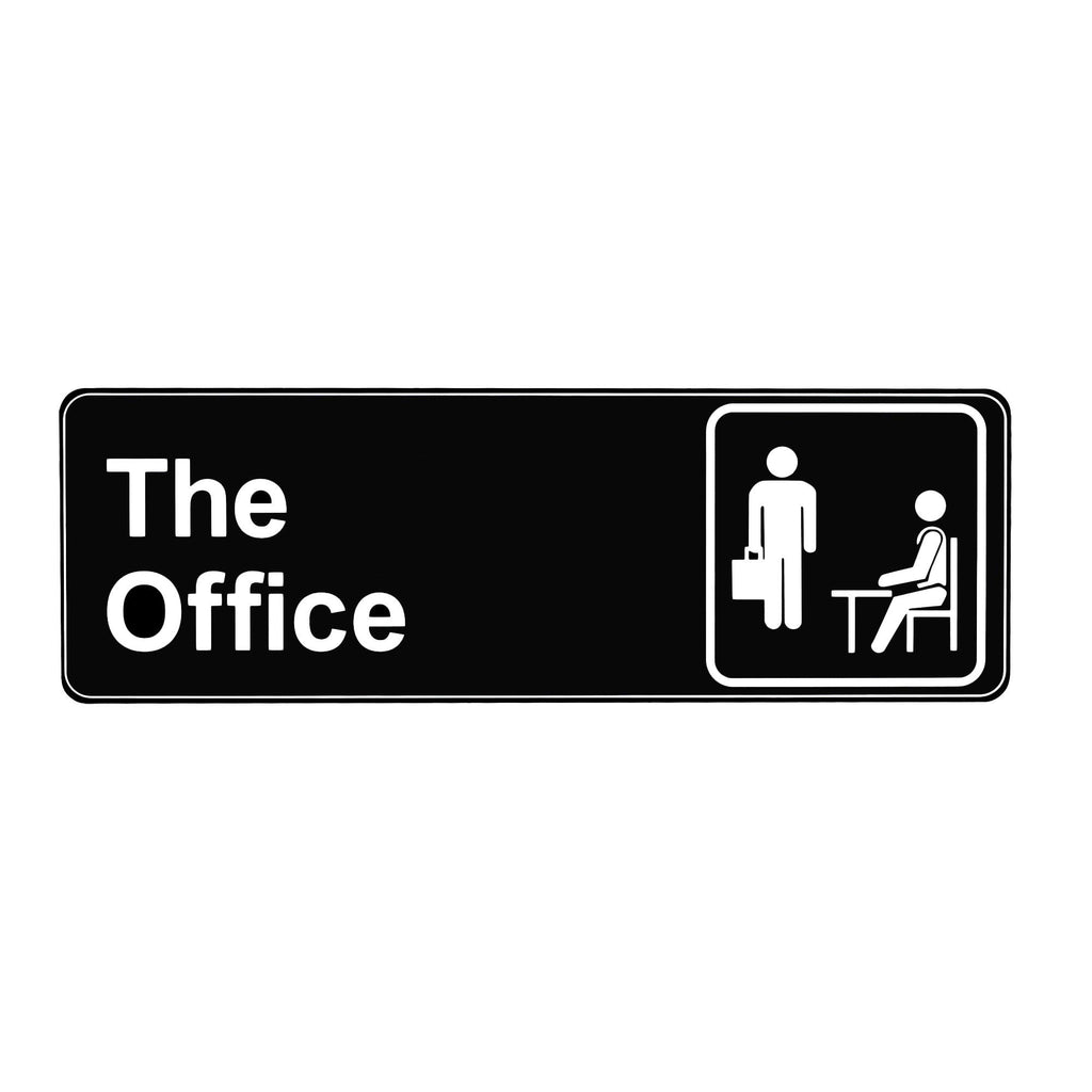  [AUSTRALIA] - The Office Sign, Main Official Self Adhesive Sign for Door or Wall 9 X 3 Inch Quick and Easy Installation Premium Acrylic Design for Your Home Office / Business, White Big Letters on Black Plate