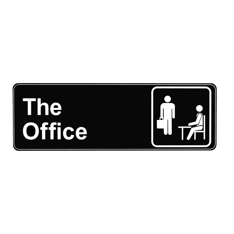  [AUSTRALIA] - The Office Sign, Main Official Self Adhesive Sign for Door or Wall 9 X 3 Inch Quick and Easy Installation Premium Acrylic Design for Your Home Office / Business, White Big Letters on Black Plate