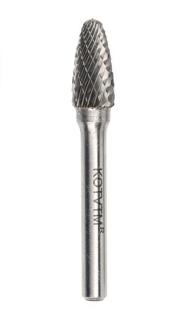 KOTVTM SF-3 Carbide Burr 10MM Head Die Grinder Bits Double Cut Carbide Rotary Burr Drill Bits File with 1/4 Inch Shank for Metal Carving Polishing Drilling (Pack of 1) - LeoForward Australia