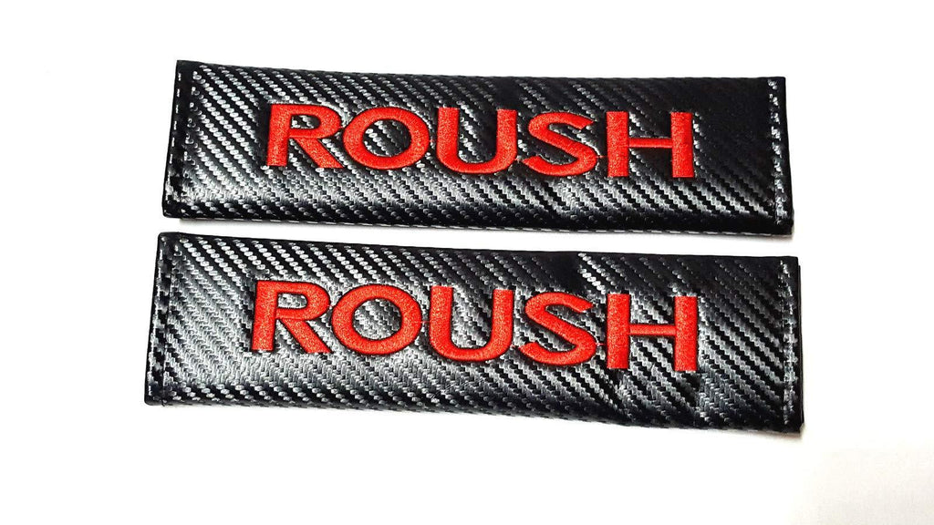  [AUSTRALIA] - Vestian 2X Carbon Fiber Sport Mustang Seat Belt Cover Shoulder Pad Cushion with Roush for Mustang Racing