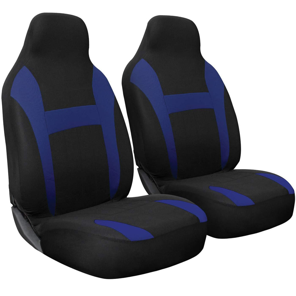  [AUSTRALIA] - OxGord Car Seat Cover - Poly Cloth Two Toned with Front Low Bucket Seat - Universal Fit for Cars, Trucks, SUVs, Vans - 2 pc Set