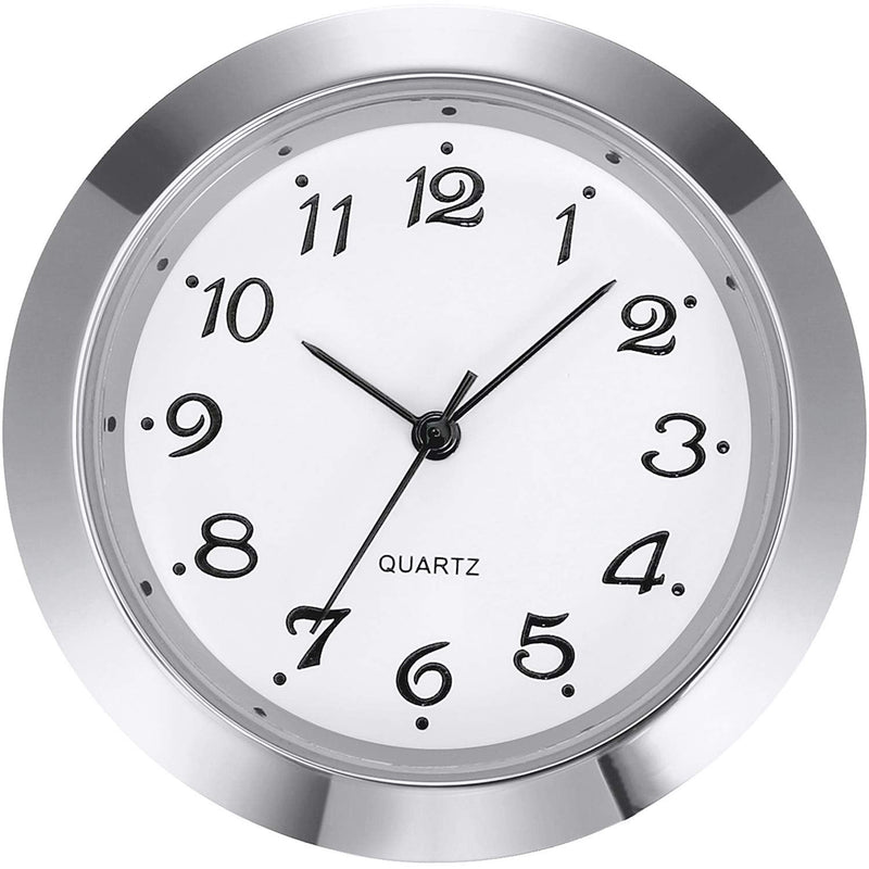  [AUSTRALIA] - Mudder 1-7/16 Inch (36 mm) Clock Insert Fit Diameter 1-3/8 Inch (35 mm) Hole, Arabic Numerals (Silver Bezel)