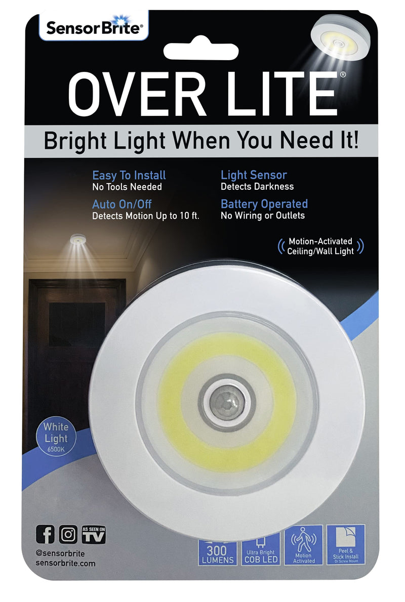  [AUSTRALIA] - Sensor Brite Overlite Wireless Motion-Activated Ceiling/Wall LED Light, Stick Anywhere, Overhead Light