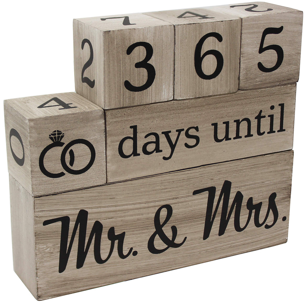  [AUSTRALIA] - Wedding Countdown Calendar Wooden Blocks - Engagement Gifts - Bride to Be - Bridal Shower Gifts - Bride Gifts - Engagement Gifts for Couples - Engaged - Rustic Finish with Black Numbers