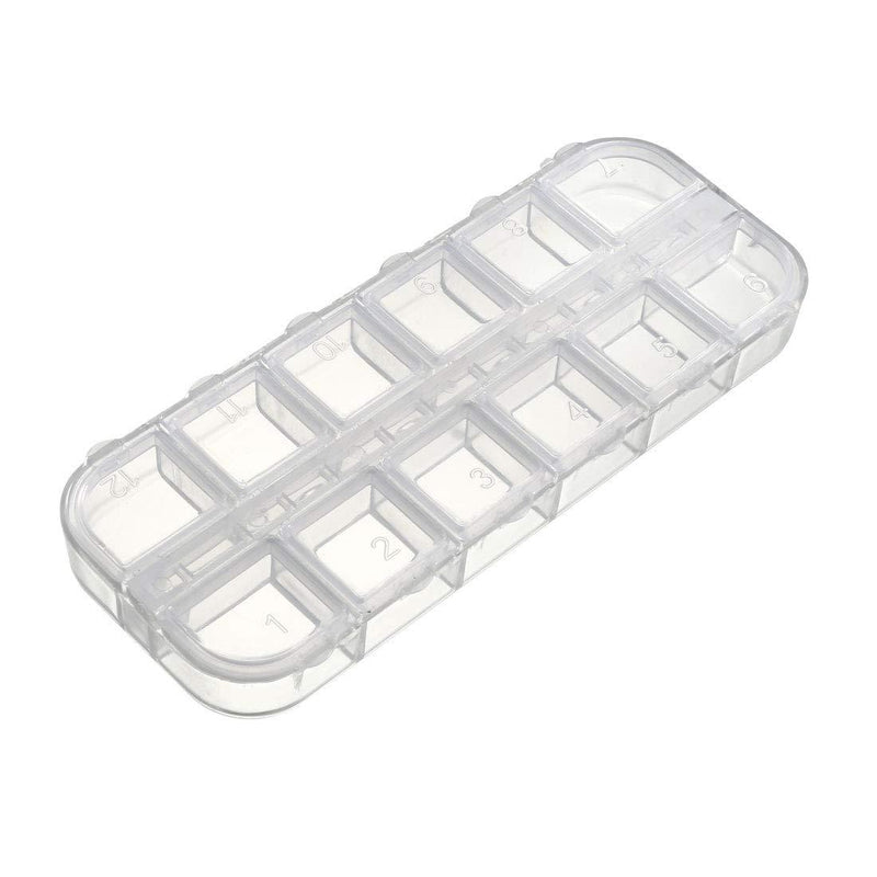  [AUSTRALIA] - uxcell Component Storage Box - Plastic Fixed 12 Grids w Separate Cover Electronic Component Containers Clear White 130x52x15mm Pack of 2