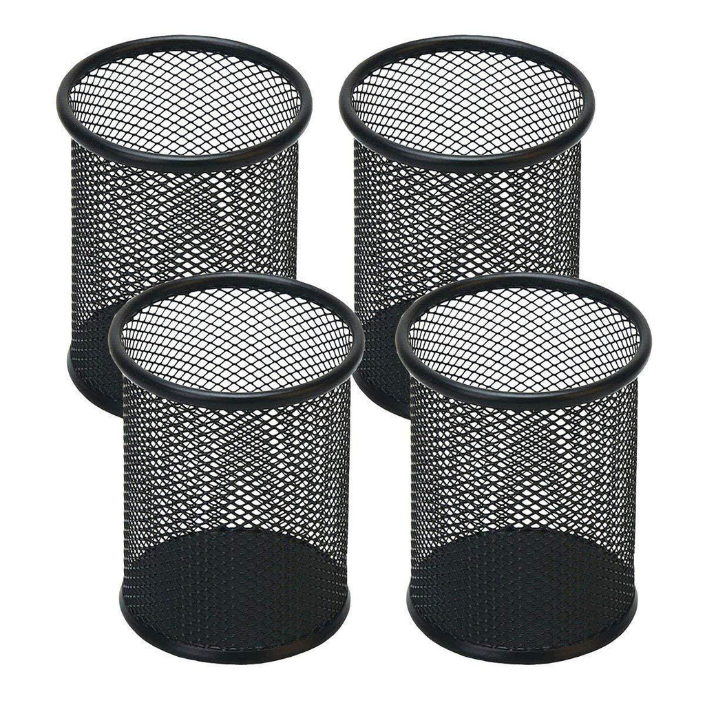 Snow Cooler Pen Holder Mesh Pencil Holder Metal Pencil Holder for Desk Office Pen Organizer Black, 4 Pack 4 Pack Circle - LeoForward Australia