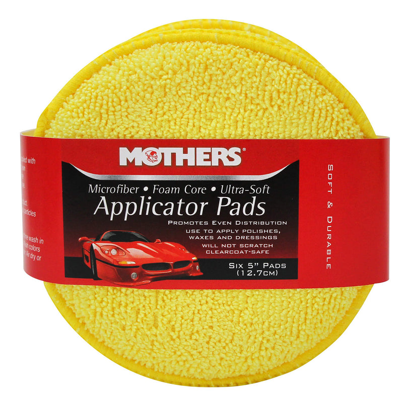  [AUSTRALIA] - Mothers 156801 Yellow Microfiber Ultra Soft Applicator and Cleaning Pads (Six 5 Inch Pads) 6pk