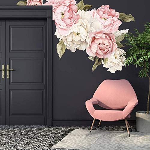Murwall Floral Peonies Wall Decal, Peony Bouquet Flowers Removable Peel and Stick Wall Sticker - LeoForward Australia
