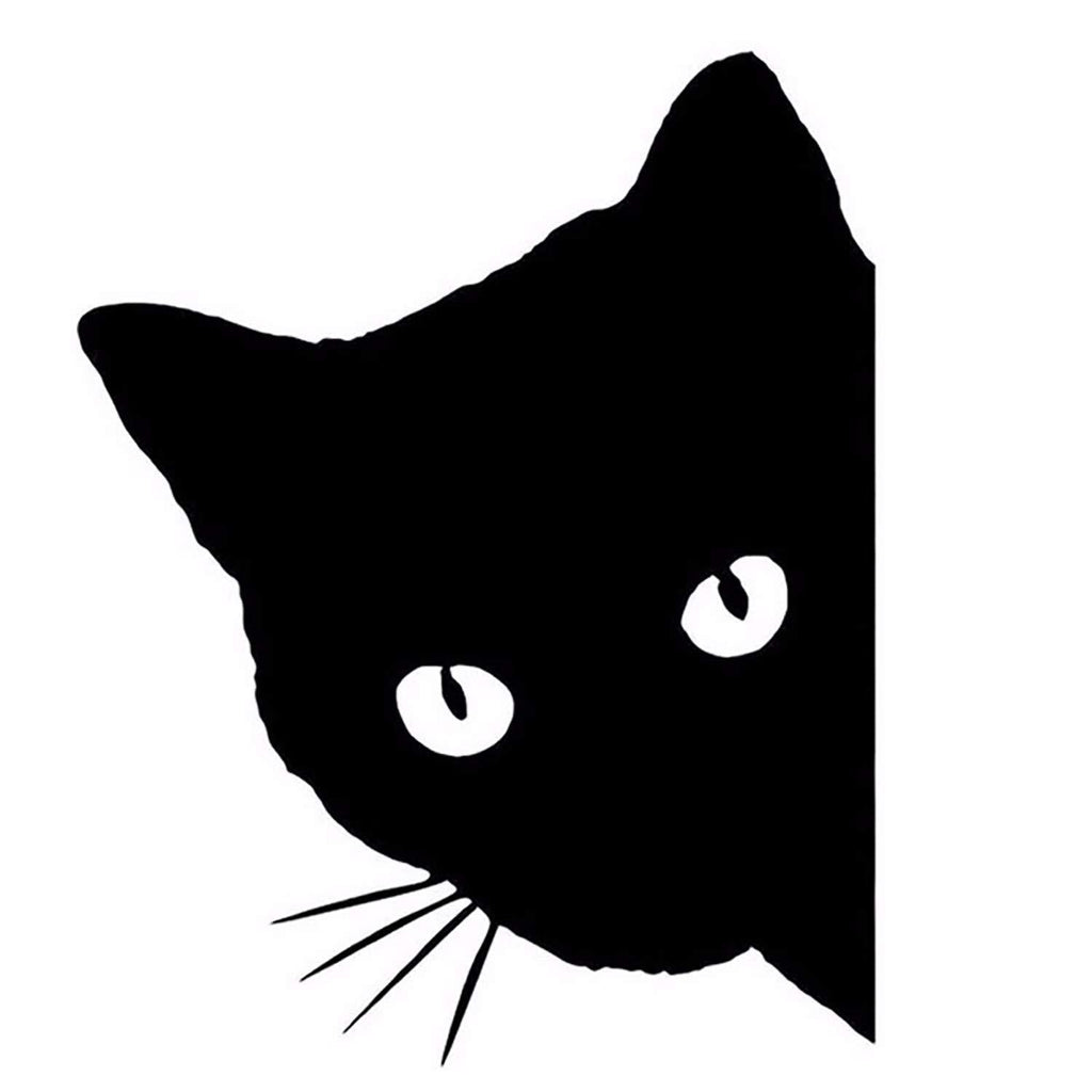  [AUSTRALIA] - TooCust Reflective Cartoon Cat Lovely Cat Pet Cat Peeking Car Sticker 4.3x5.5 inch Decal Sticker for Vehicle Car Truck Window Bumper Wall Decor (Black Left Facing) Black Left Facing
